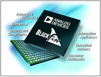 Blackfin сигнални процесори на Analog Devices с висока производителност и ниска консумация.